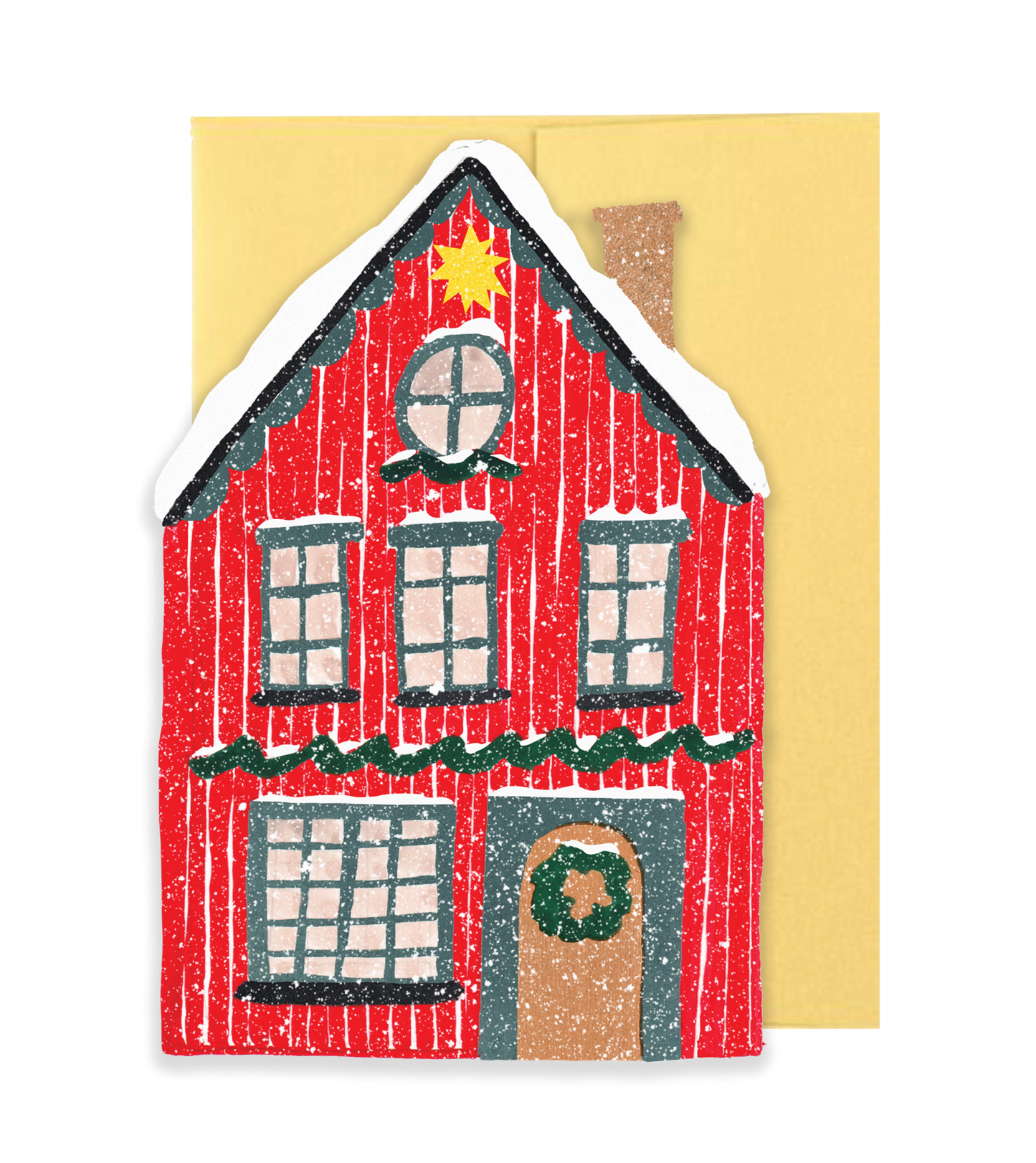 Red Cottage Die Cut Card