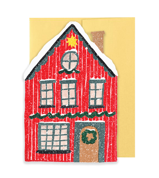 Red Cottage Die Cut Card