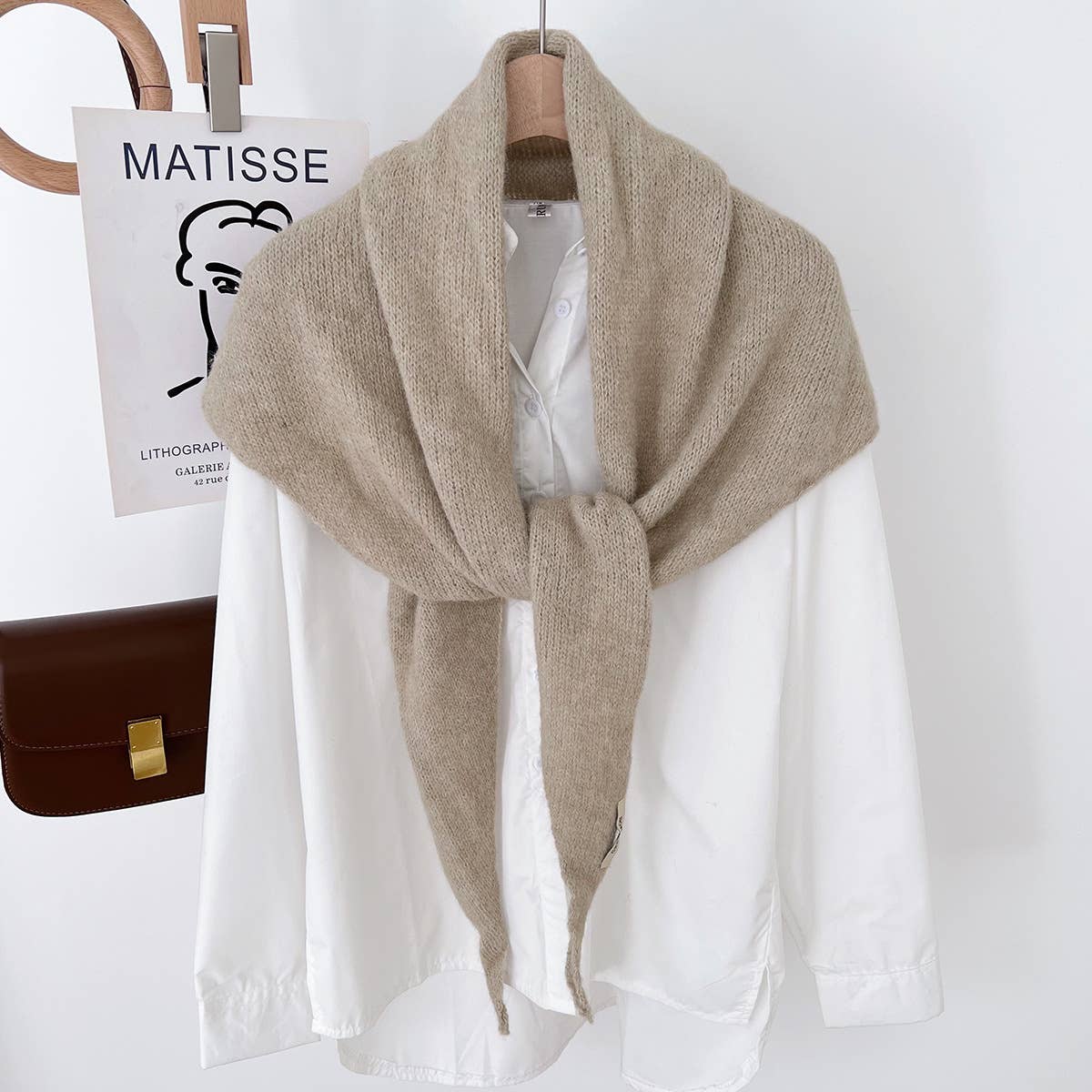 Soft Knit Triangle Scarf | Oat