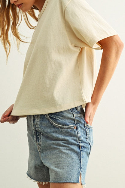 Weekend Boxy Crop Tee | Oatmeal