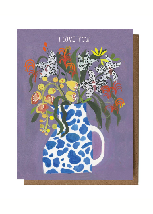I Love You Cow Lily Card