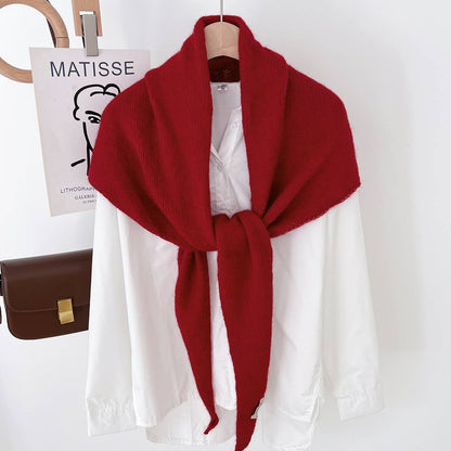 Soft Knit Triangle Scarf | Red
