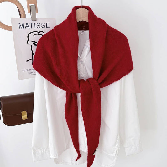 Soft Knit Triangle Scarf | Red