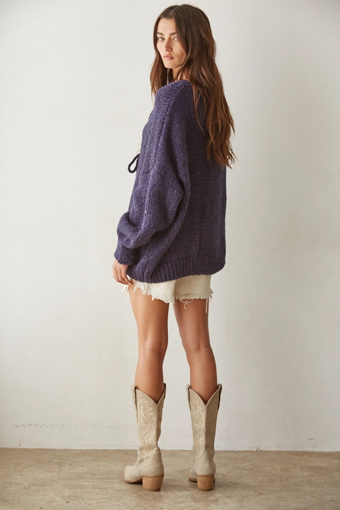 Sadie Tie Front Sweater | Navy