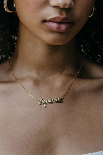 Zodiac Script Necklace