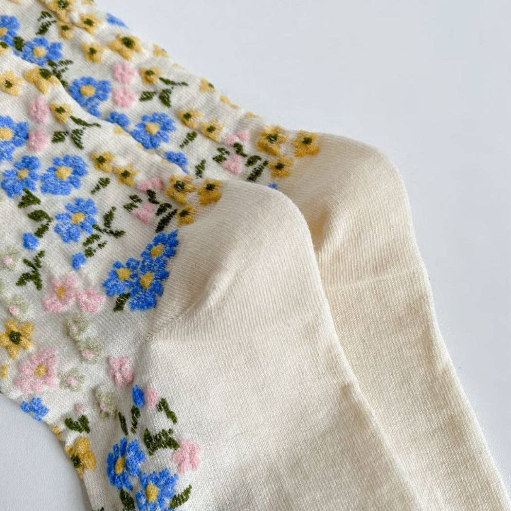 Floral Lace Socks | White