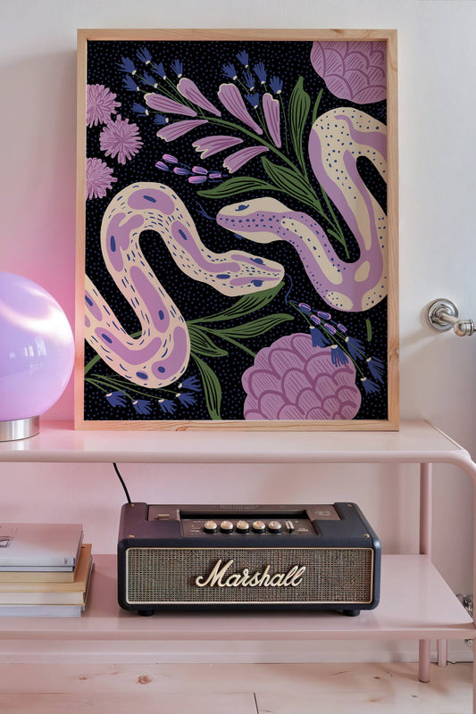 Twin Snakes Art Print | 8" x 10" Black