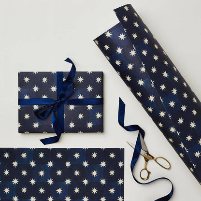 Navy Star Rolled Gift Wrap