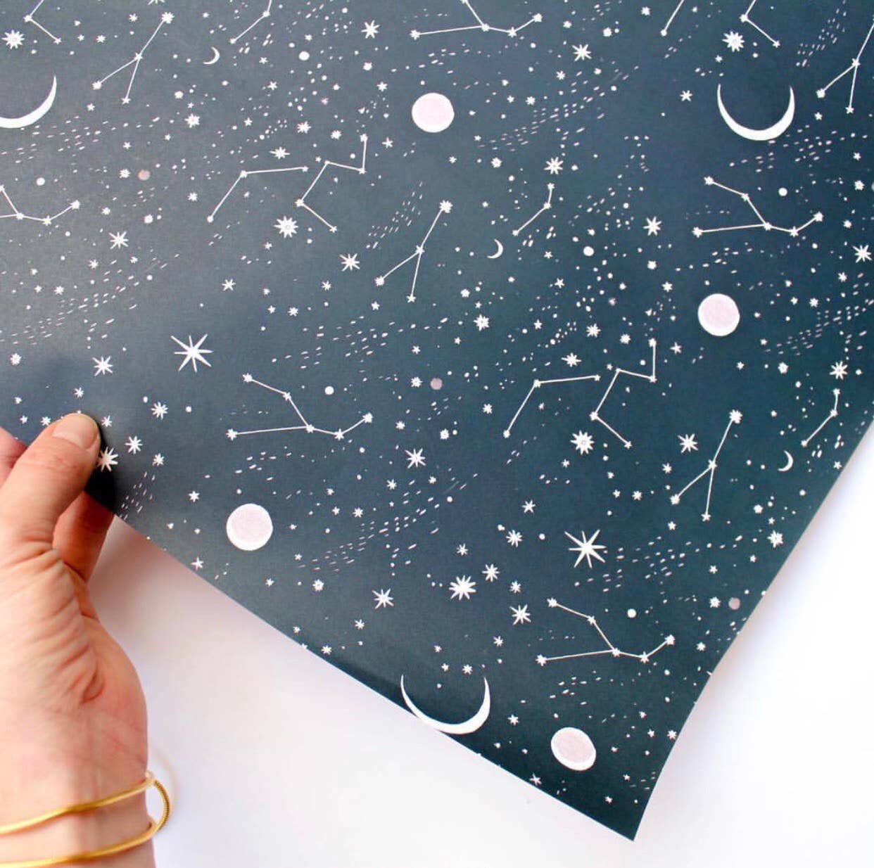 Moon and Stars Rolled Gift Wrap