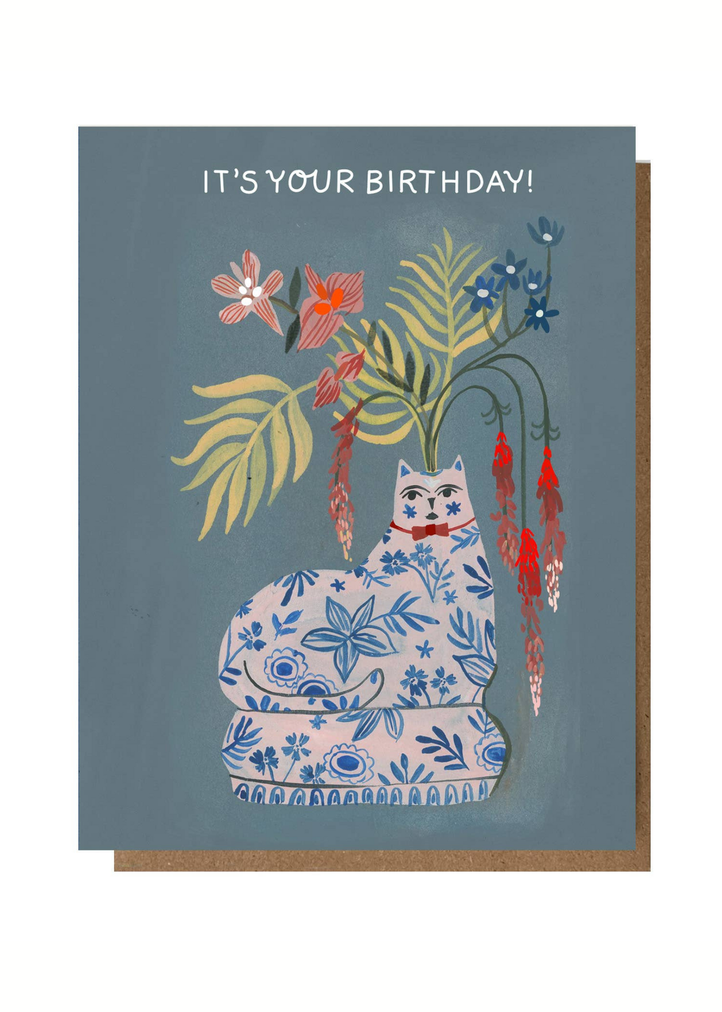 Birthday Cat with Bow Card