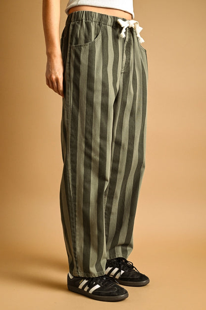 Summer Stripe Pants | Olive