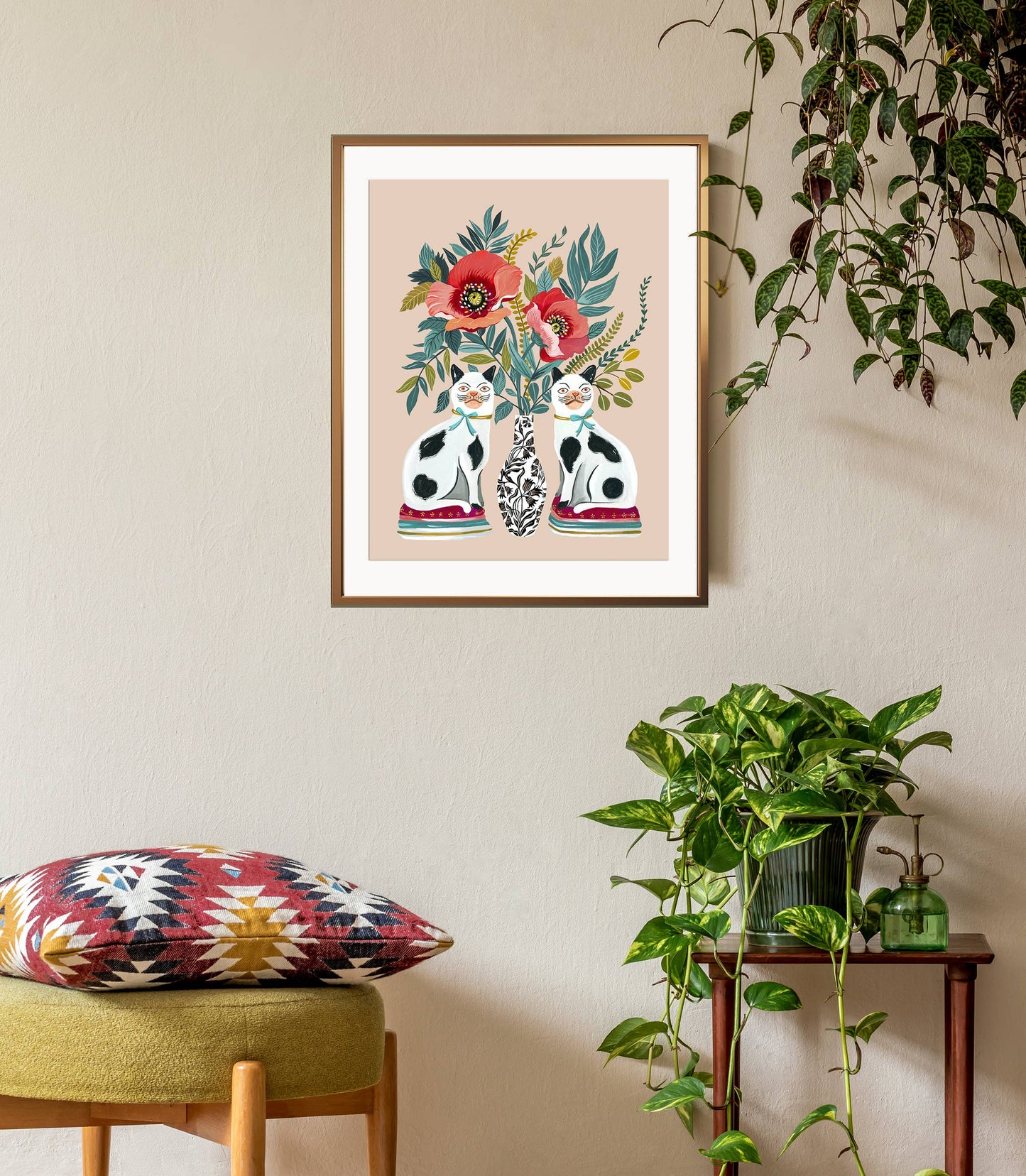 Staffordshire Cats Art Print | 11x14