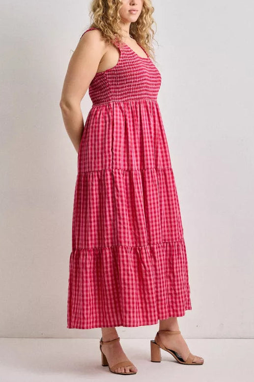 Summer Crush Gingham Midi Dress | Fuchsia | Extended