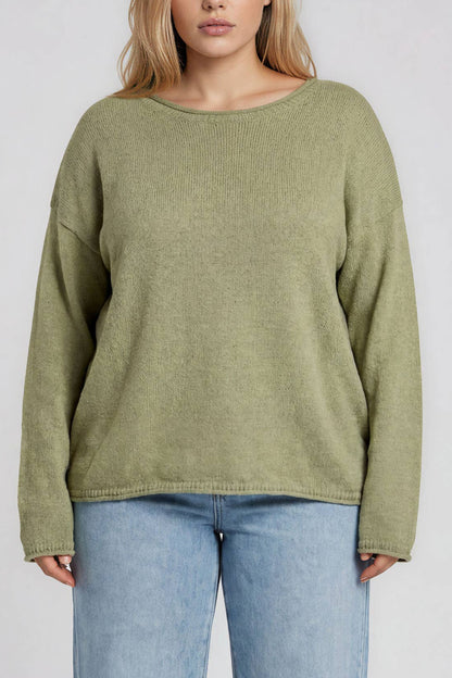 Rollneck Knit Sweater | Olive | Extended