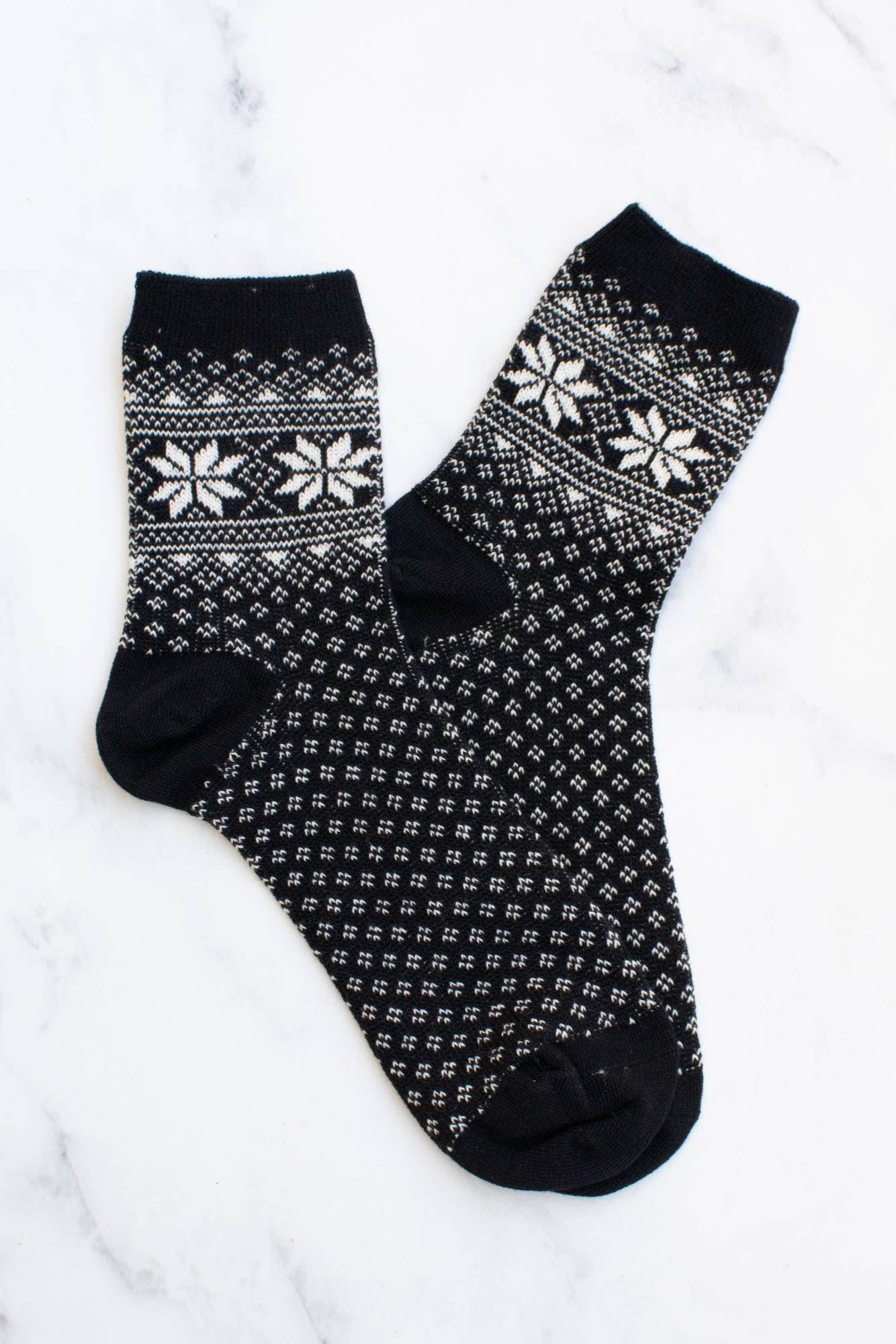 Snowflake Fair Isle Socks | Black