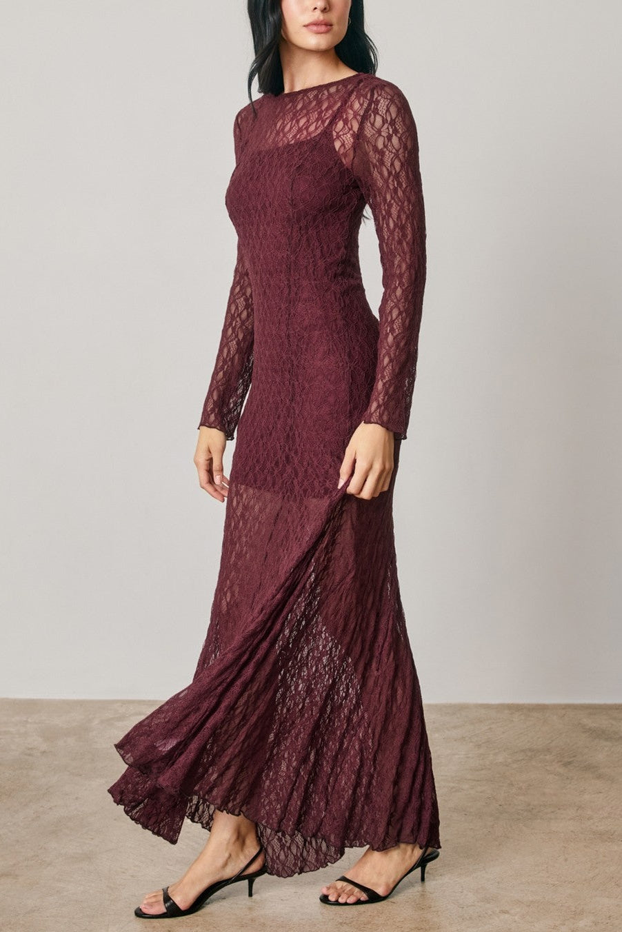 Lace Sculpted Maxi Dress | Sangria
