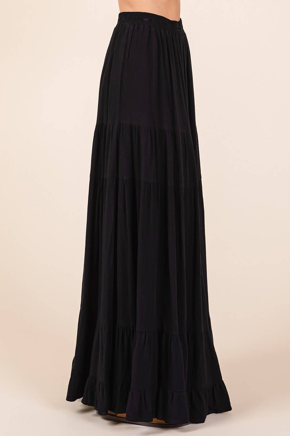 Tinsley Tiered Flowy Maxi Skirt | Black