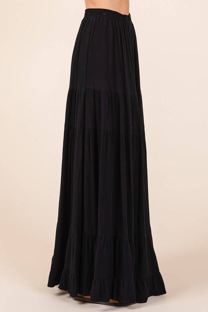 Tinsley Tiered Flowy Maxi Skirt | Black