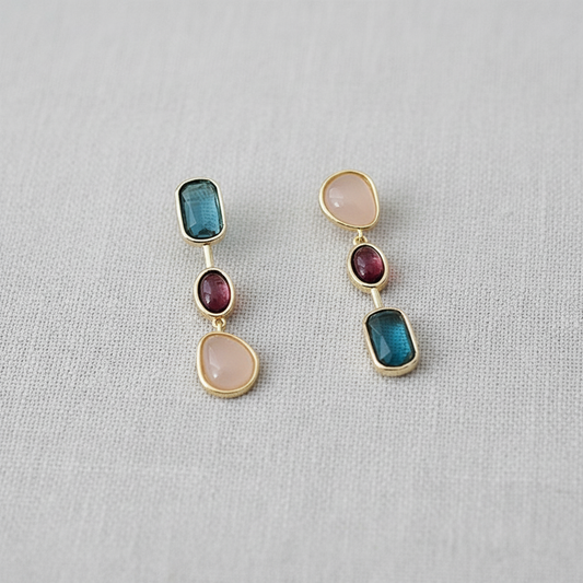 Asymmetric Stud Earrings | Pink + Blue