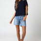 Slouchy Short Sleeve Sweater | Navy
