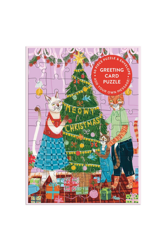 Meowy Christmas Greeting Card | 60 Piece Puzzle