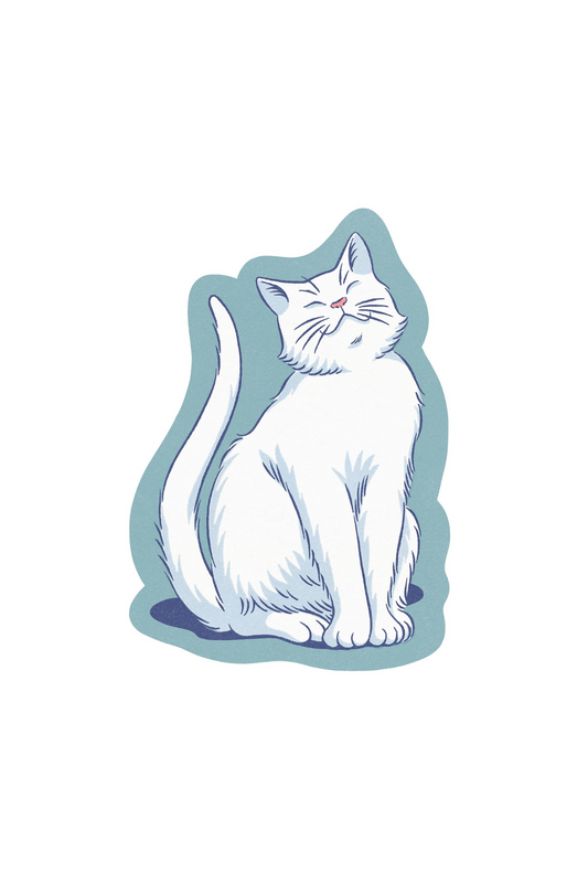 White Cat Sticker