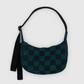 Small Crescent Bag | Navy Green Check