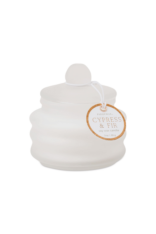 Cypress & Fir Beam Glass Candle | White