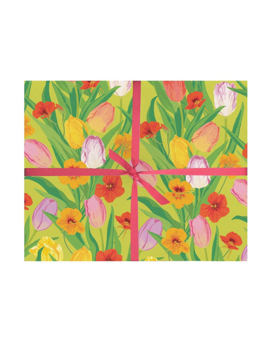 Tulips & Nasturtiums Rolled Gift Wrap