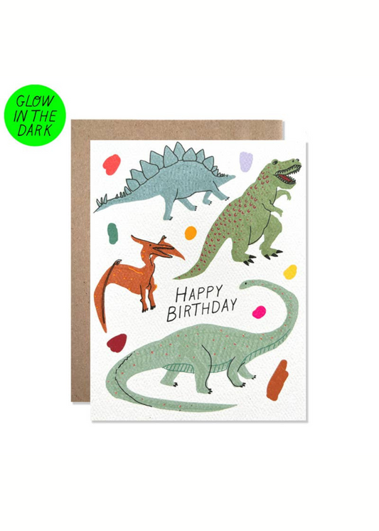 Happy Birthday Dinosaurs Card | Glow in the Dark