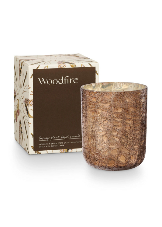 Woodfire Crackle Glass Candle