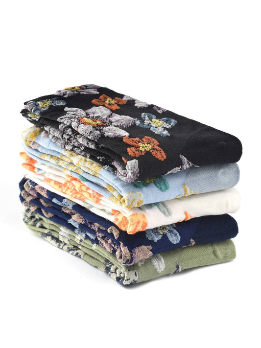 Bold Glitter Blooms Crew Socks | Green