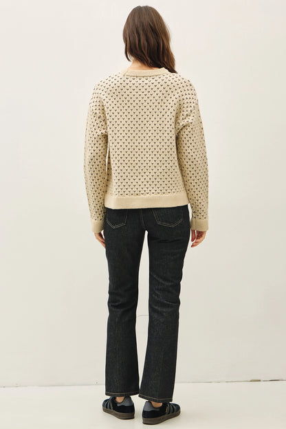 Heart Dot Jaquard Sweater | Ivory