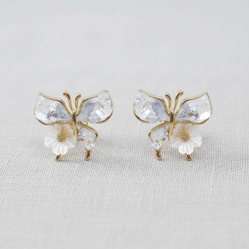 Butterfly Crystal Earrings | Baby Blue