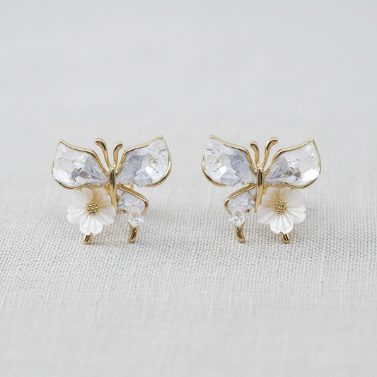 Butterfly Crystal Earrings | Baby Blue