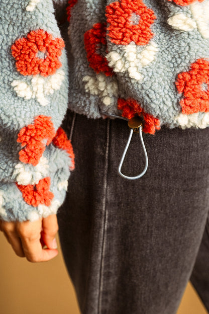 Rust Flower Sherpa Jacket