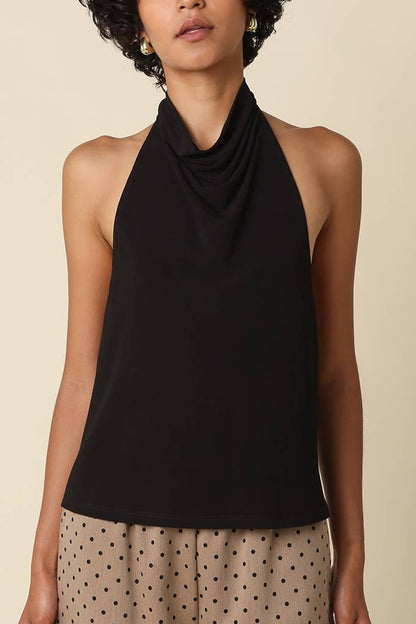 Lysette Cowl Halter Top | Black