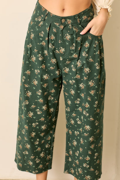 Floral Balloon Pants | Hunter Green
