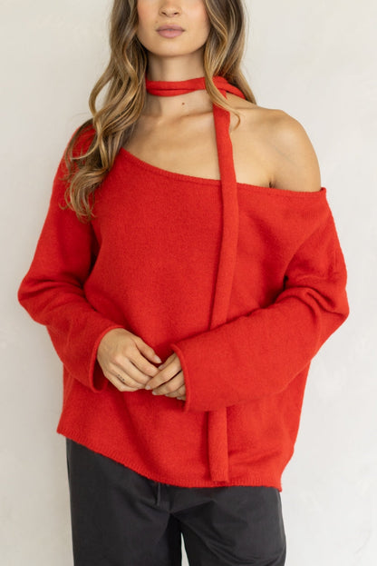Piper Off The Shoulder Sweater | Red