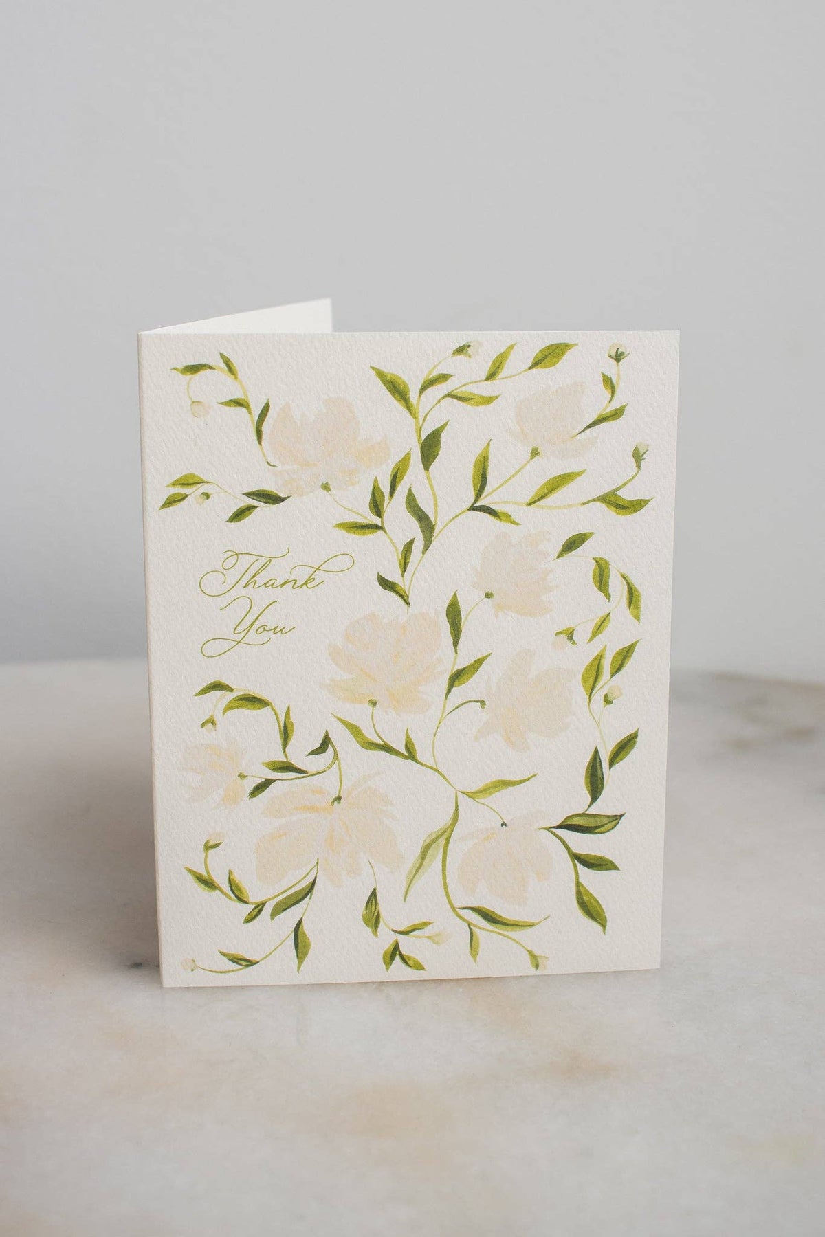 Cream Flower Pattern Thank You Card