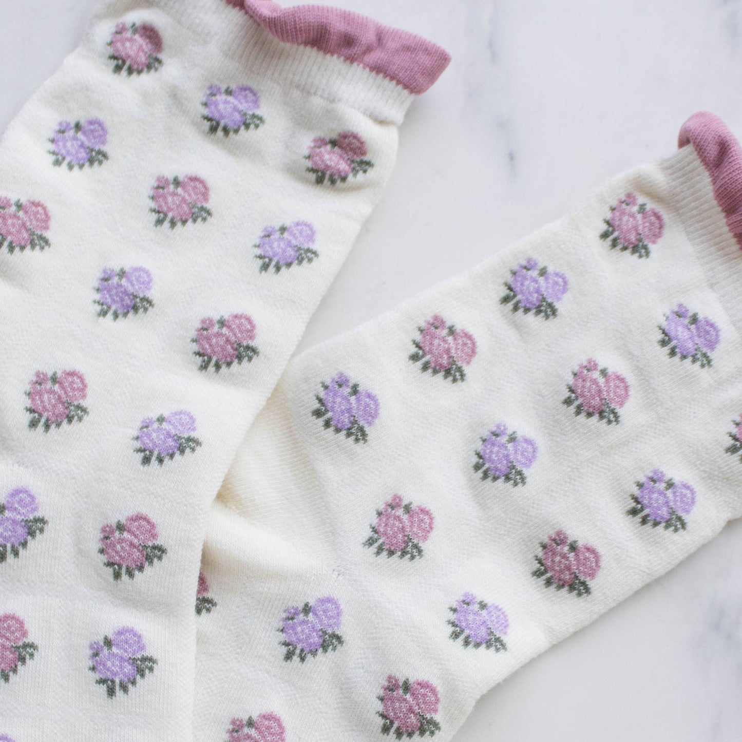 Antique Floral Socks | Ivory