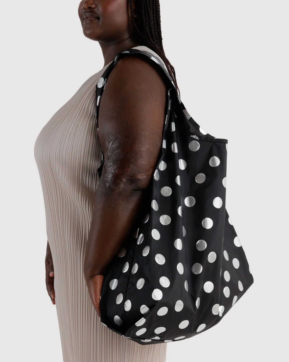 Big BAGGU | Silver Metallic Polka Dot