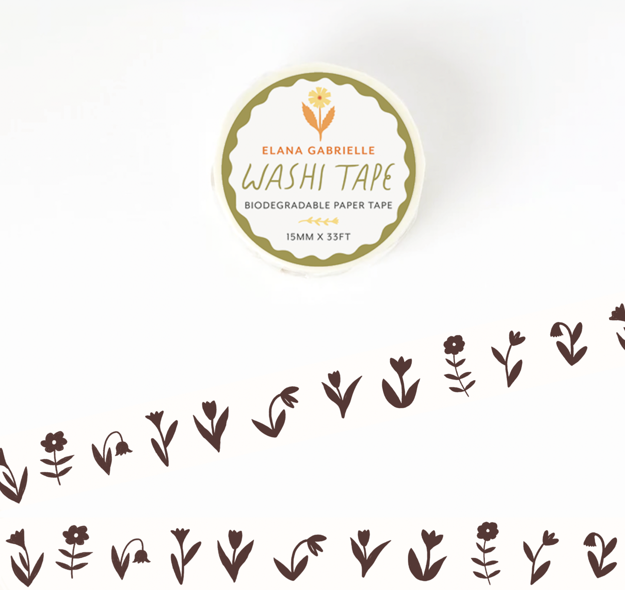 Washi Tape | Brown Flowers