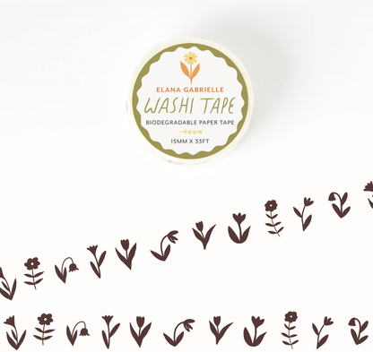Washi Tape | Brown Flowers