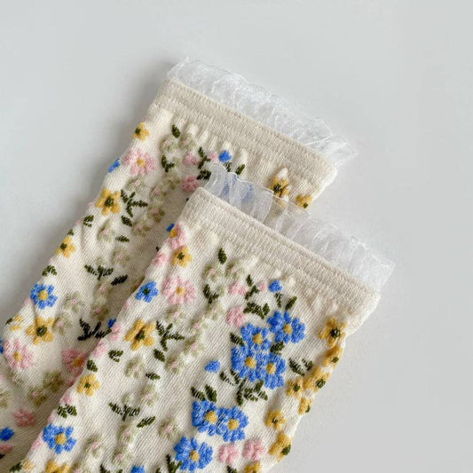 Floral Lace Socks | White