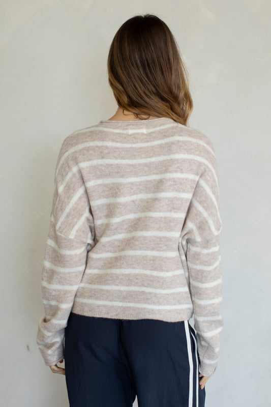 Cabana Stripe Piper Cardigan | Beige