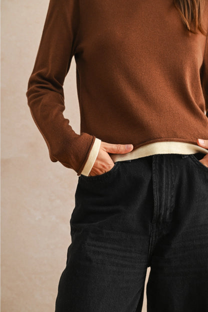 Faux Layers Sweater | Brown