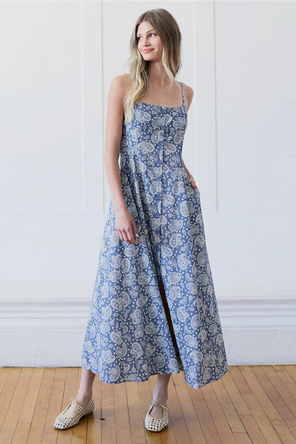 Blue Paisley Maxi Dress