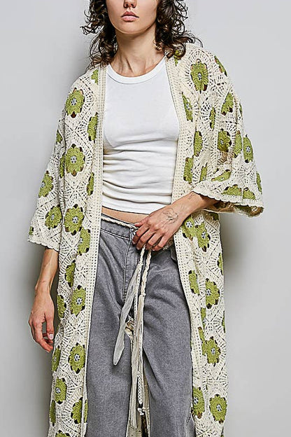 Granny Square Knit Duster