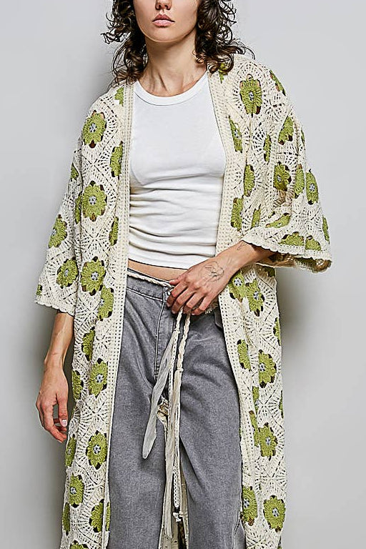 Granny Square Knit Duster